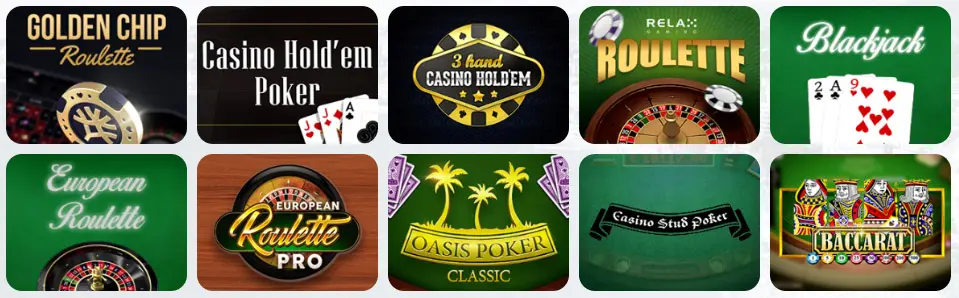 Jeux de table au Wild Robin Casino